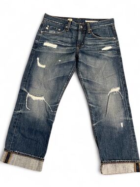 AG Adriano Goldschmied Ex- Boyfriend Distressed Cropped Denim Womens Size 28